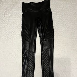Black faux leather Moto Spanx size Medium